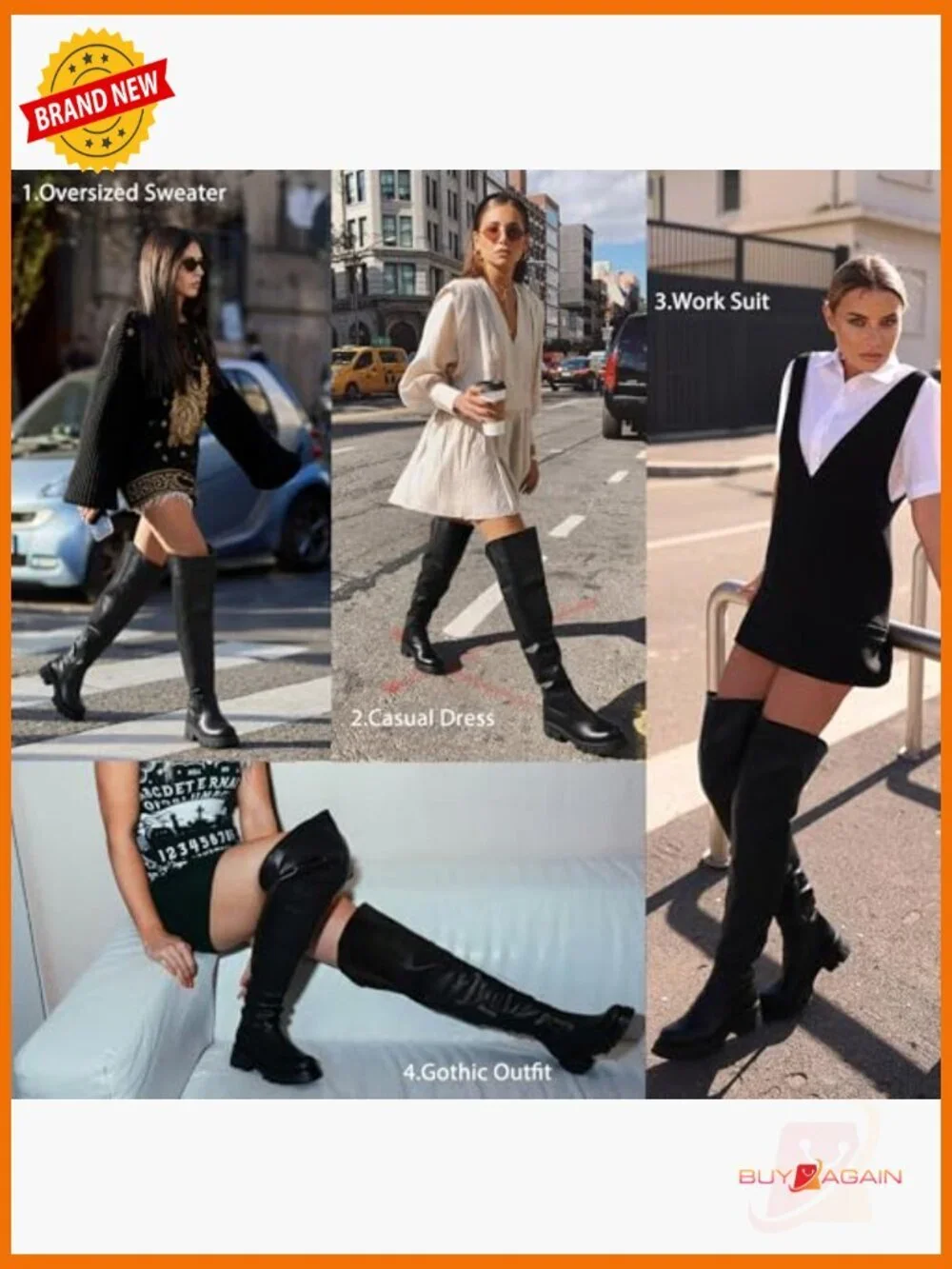 Women's Over-the-Knee Boots Platform Lug Sole Chunky Heel Thigh High